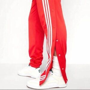 adidas Red Joggers with White Stripes